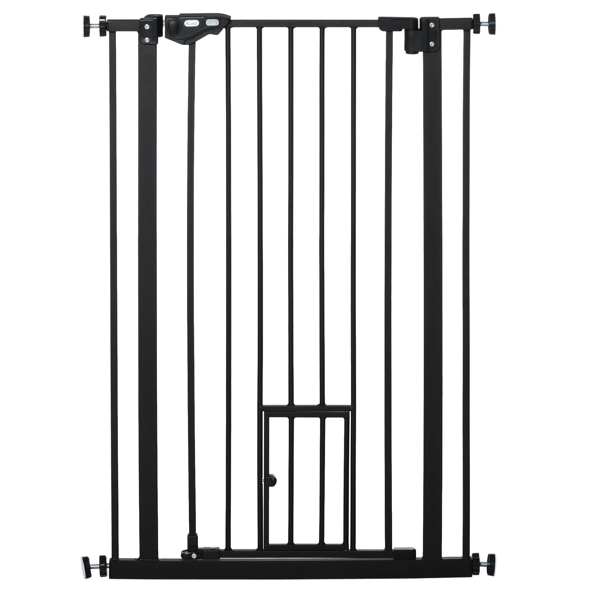 Extra Tall Pet Gate with Cat Door, Adjustable Dog Safety Gate Auto Close
