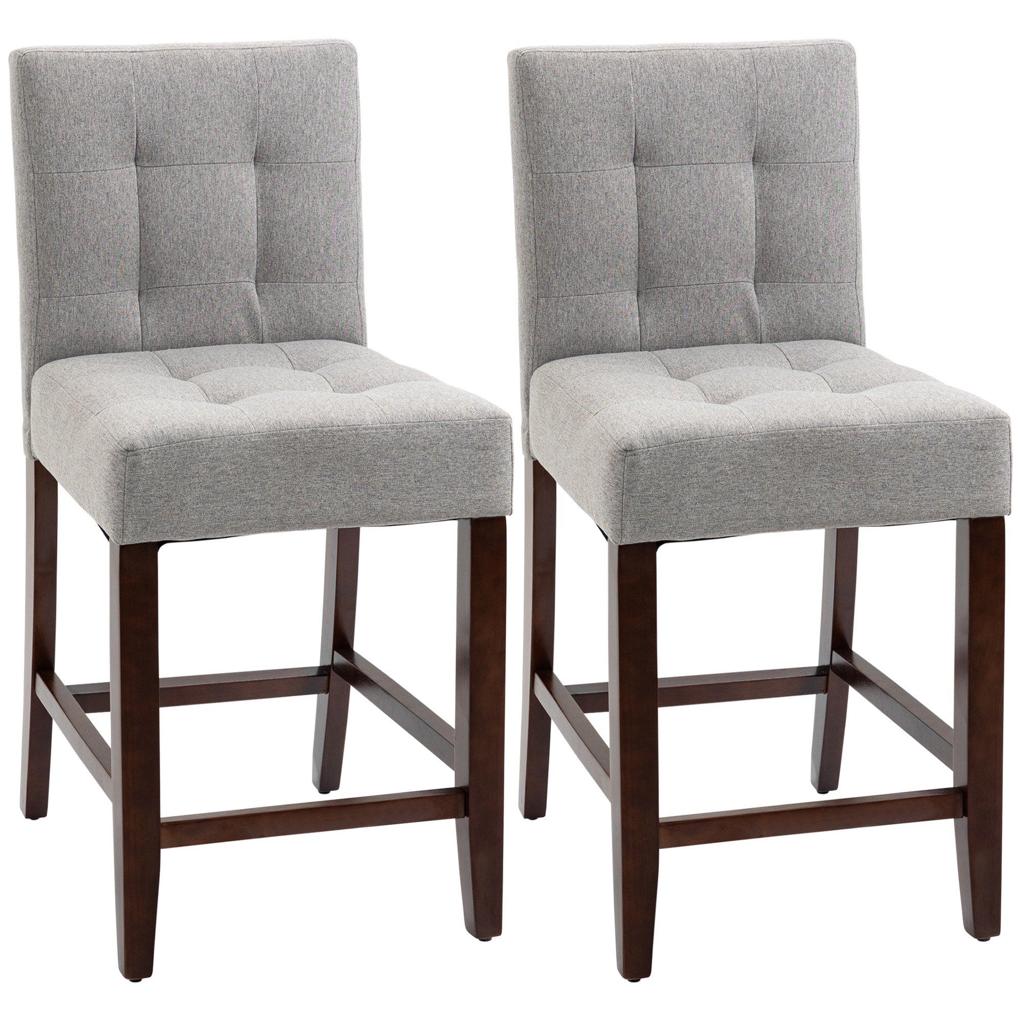 Bar Stools Set of 2 Kitchen Stool with Tufted Back for Dining Room
