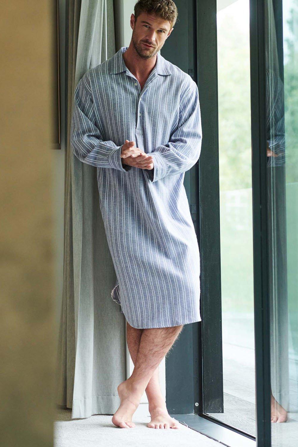 'Westwood' Pebble Stripe Brushed Cotton Nightshirt