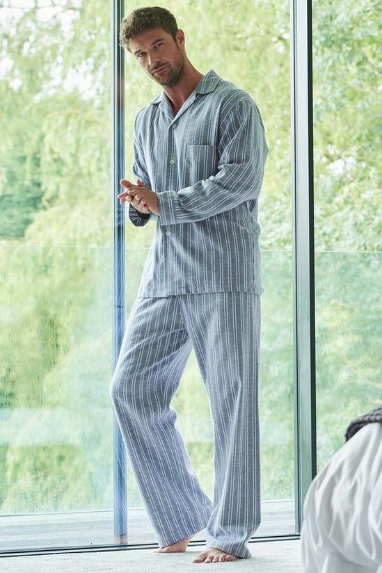 British Boxers 'Westwood' Pebble Stripe Brushed Cotton Pyjama Set 1