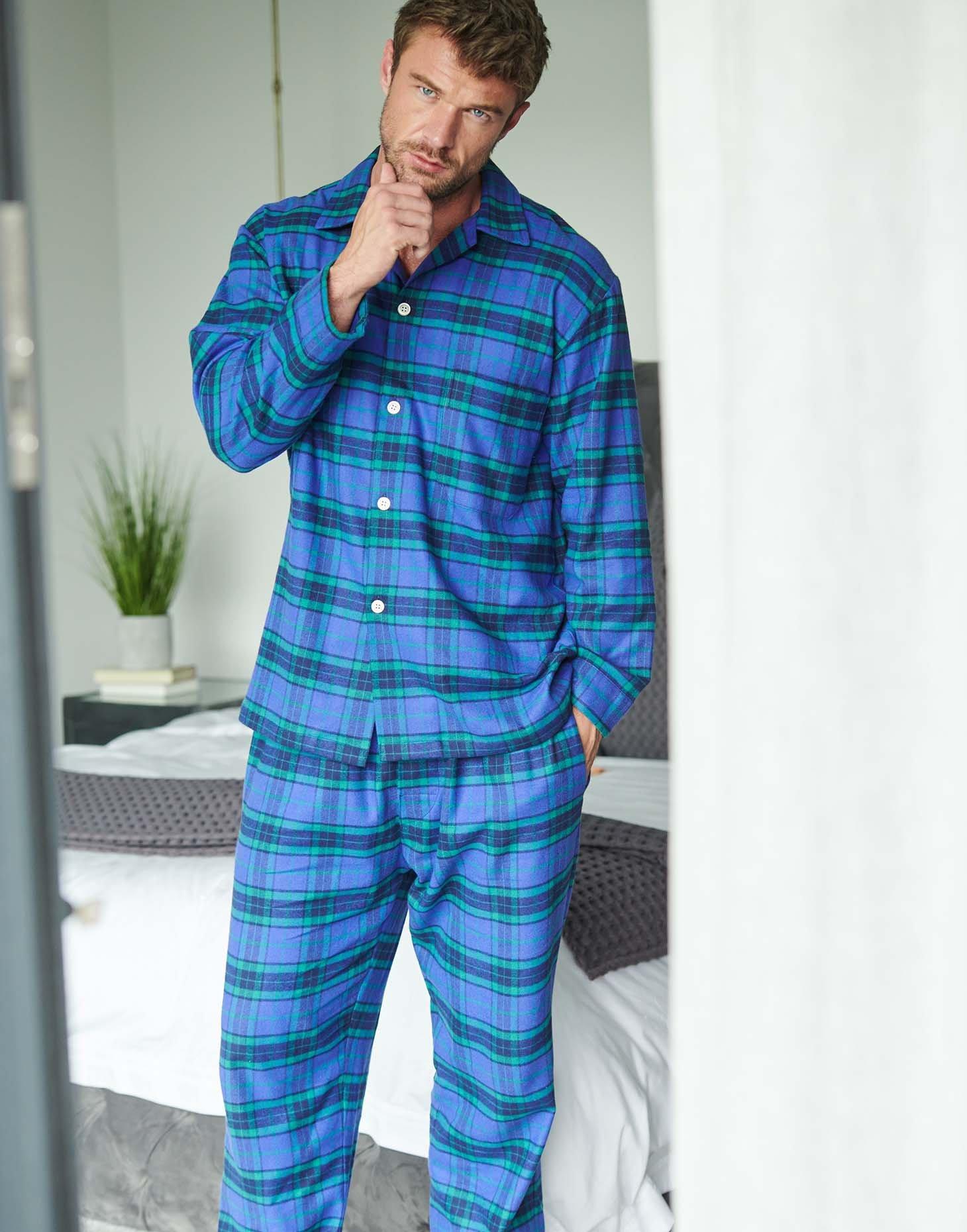 'Midnight Tartan' Brushed Cotton Pyjama Set'