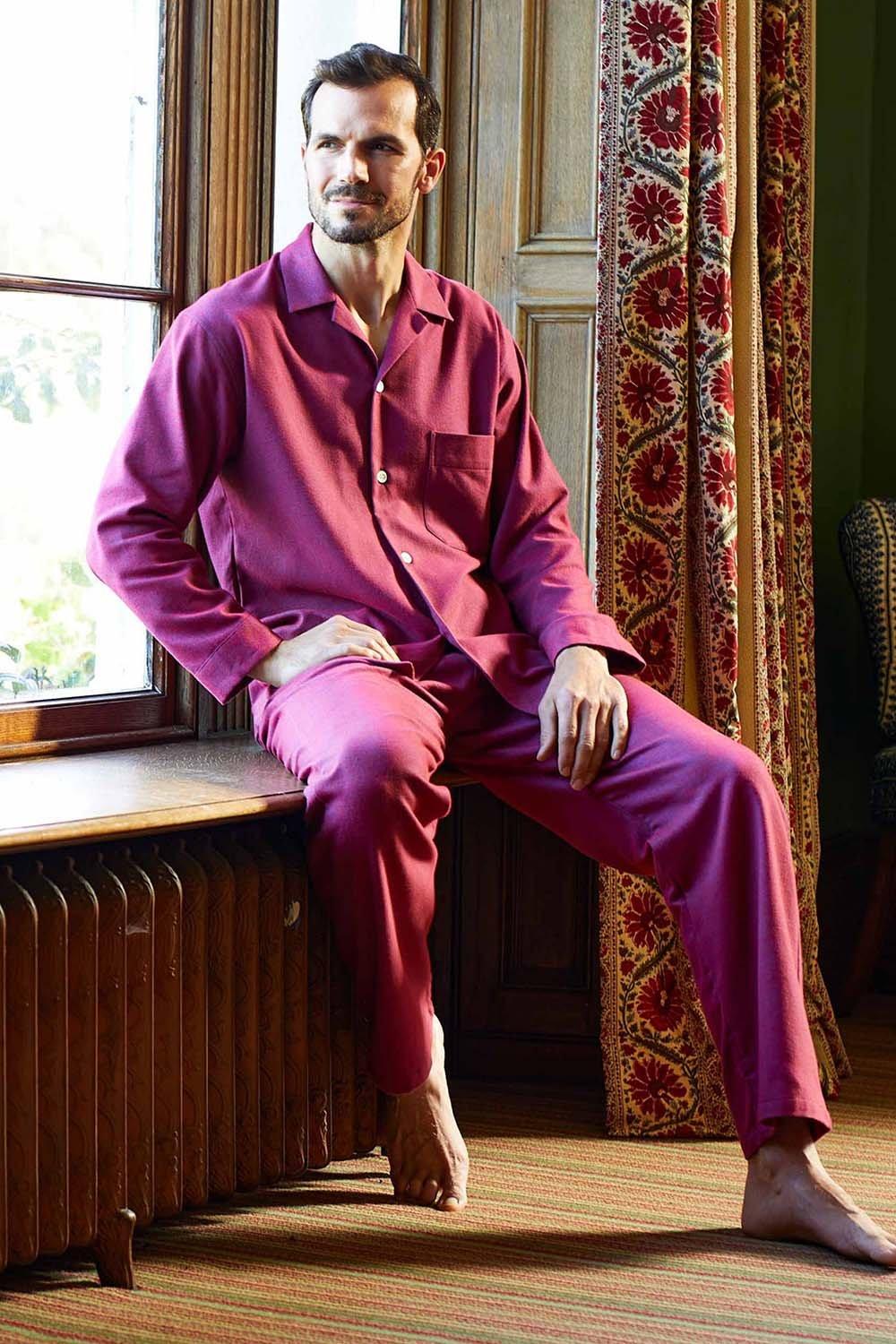 'Rioja' Herringbone Brushed Cotton Pyjama Set
