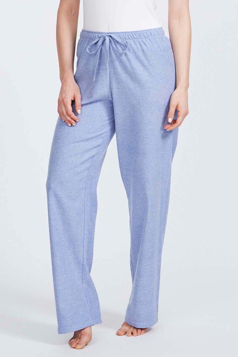 'Staffordshire Blue' Herringbone Brushed Cotton Pyjama Trousers