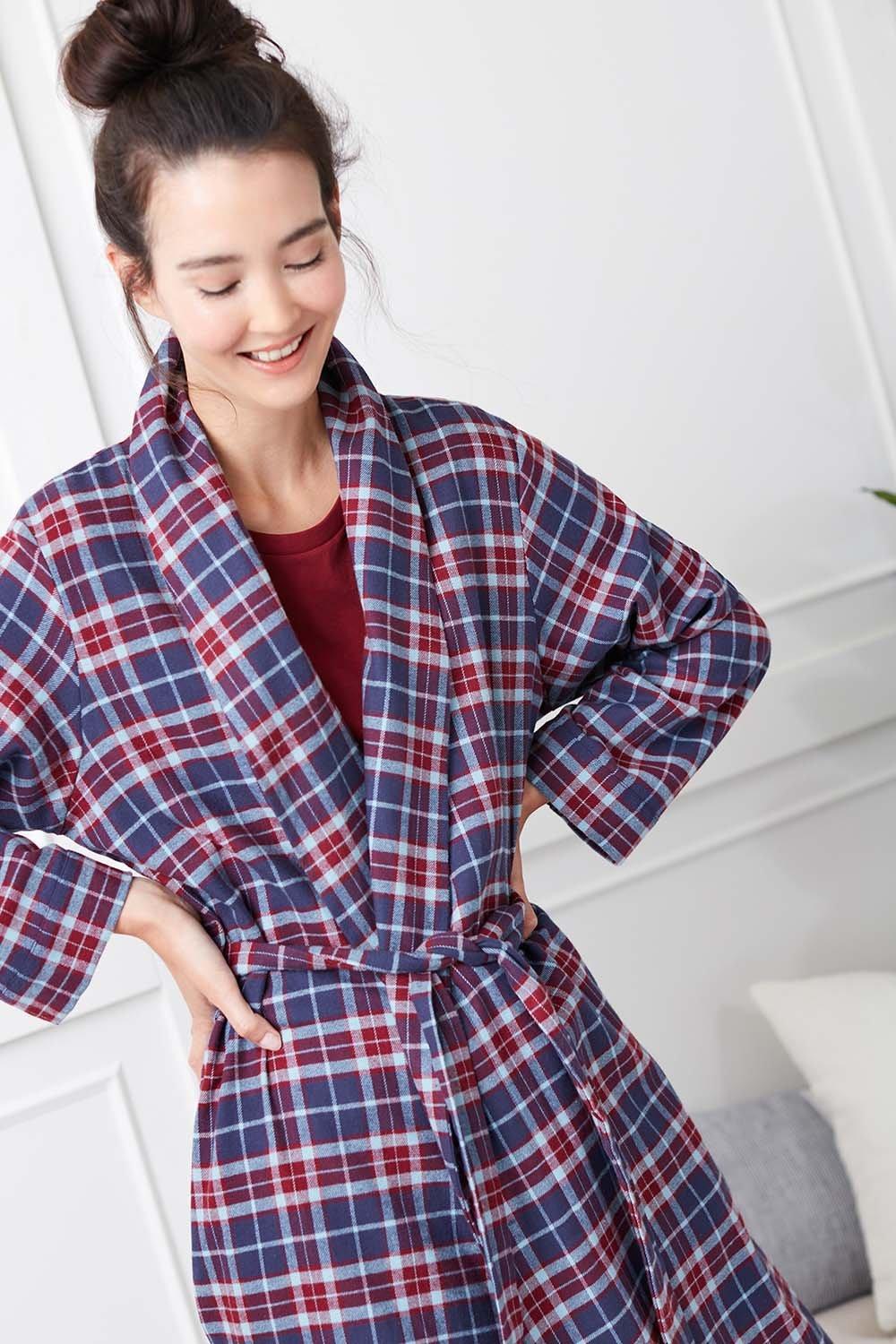 Gingham Brushed-Cotton Robe | Robes & Dressing Gowns | The White Company UK