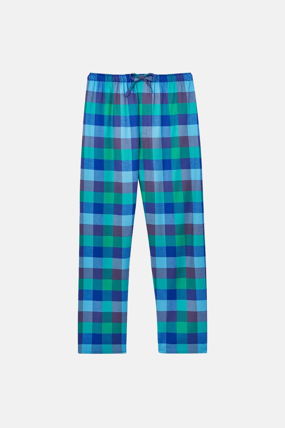'Shire Square' Blue Check Brushed Cotton Pyjama Trousers