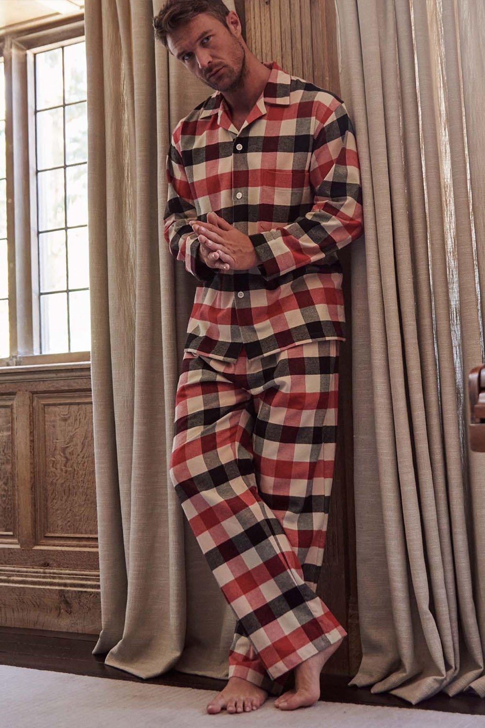 'Shire Square' Red Check Brushed Cotton Pyjama Set