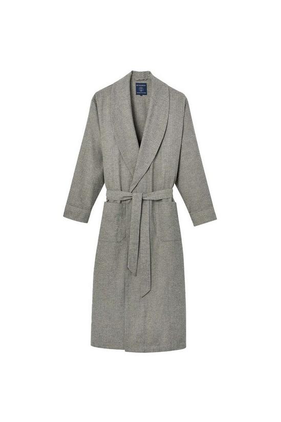 British Boxers 'Whitby Jet' Herringbone Brushed Cotton Dressing Gown 2