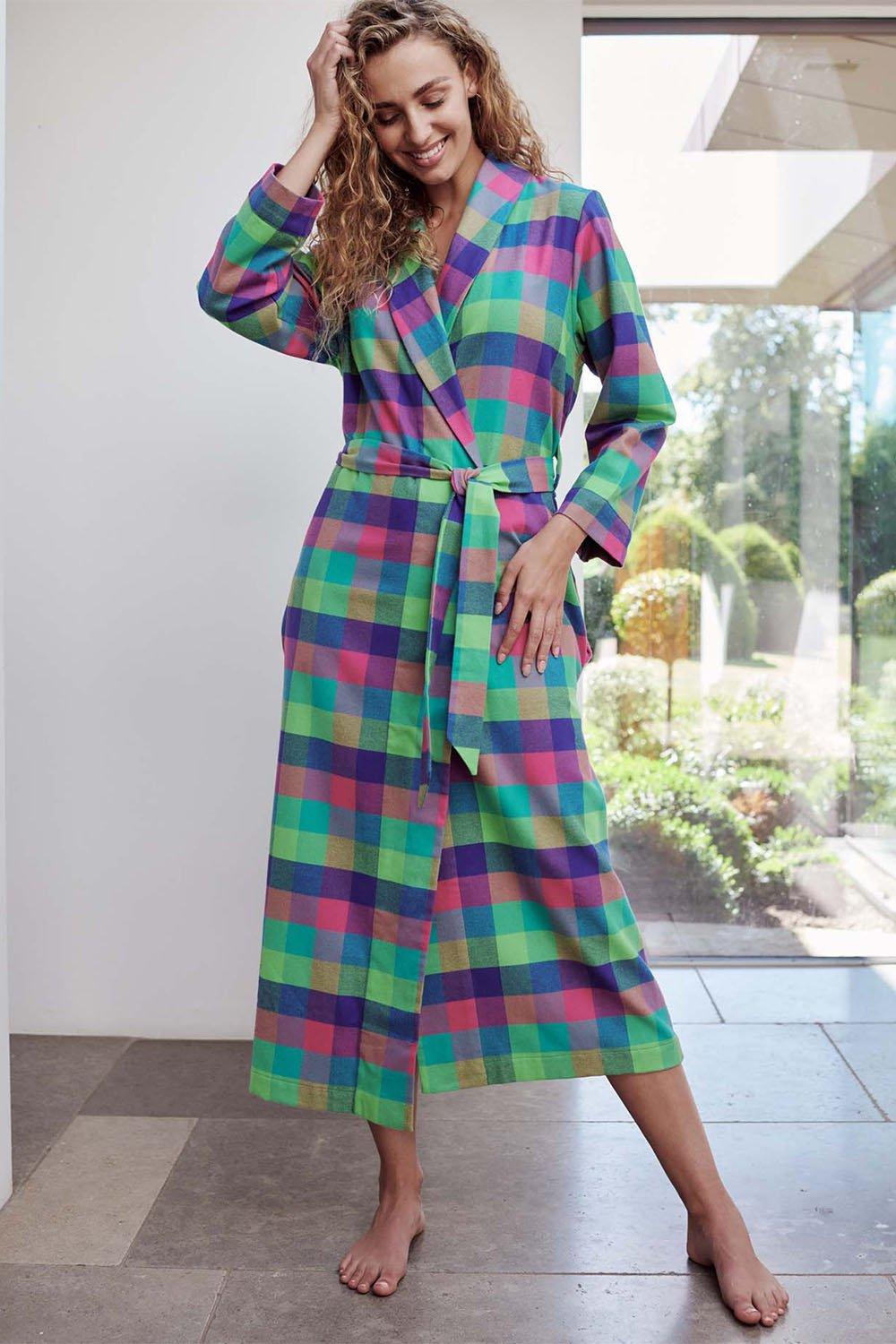 'Shire Square' Bright Brushed Cotton Dressing Gown
