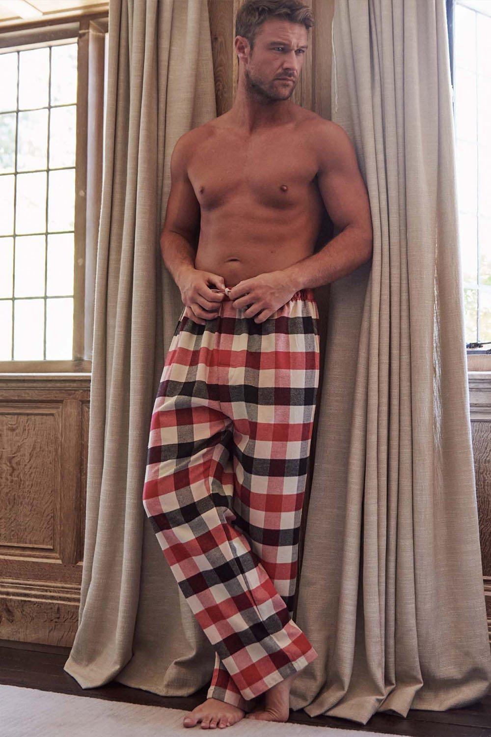 'Shire Square' Red Check Brushed Cotton Pyjama Trousers