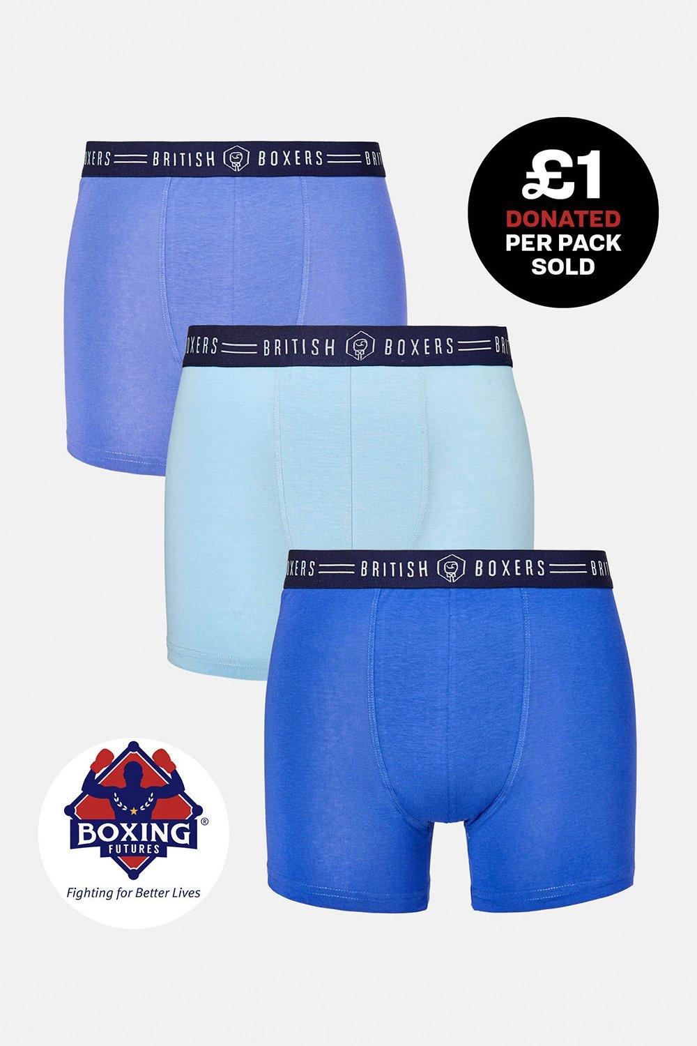 Pack of Three Blue Stretch Trunks