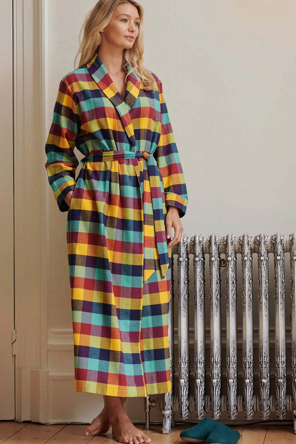 Women's Blue/White Striped Robe - The Pyjama Store