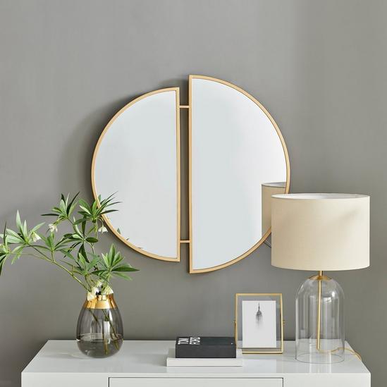FurnitureboxUK Crescent Art Deco Gold Metal Framed 80cm Round Hallway Bedroom Dining And Living Room Wall Mirror 2
