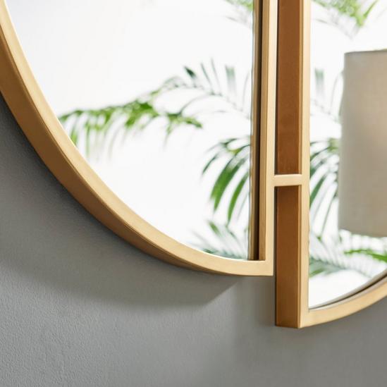 FurnitureboxUK Crescent Art Deco Gold Metal Framed 80cm Round Hallway Bedroom Dining And Living Room Wall Mirror 3