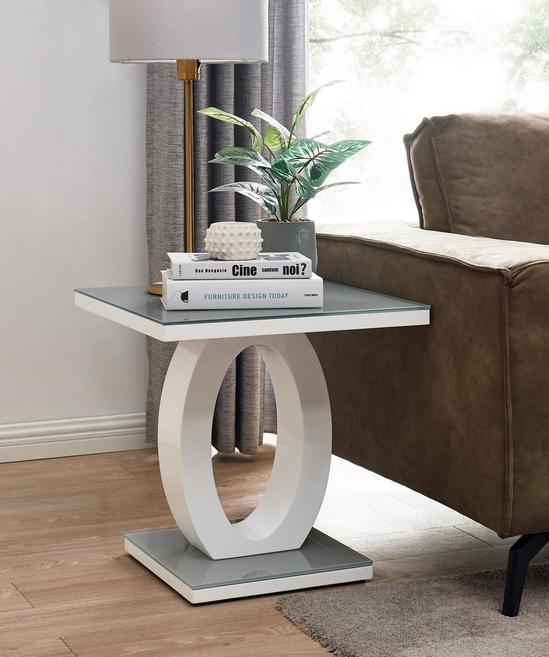 FurnitureboxUK Giovani Modern Square White High Gloss and Glass Top Side End Table Perfect for Living Rooms Hallways Bedrooms 4