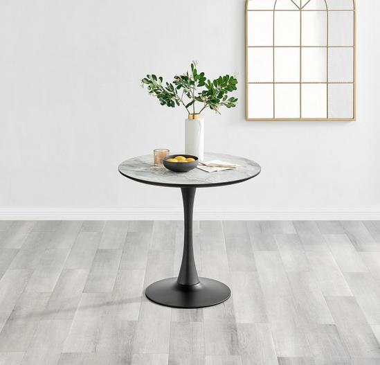FurnitureboxUK Elina 80cm Round 2-Seater White Marble Effect Pedestal Dining Table 1