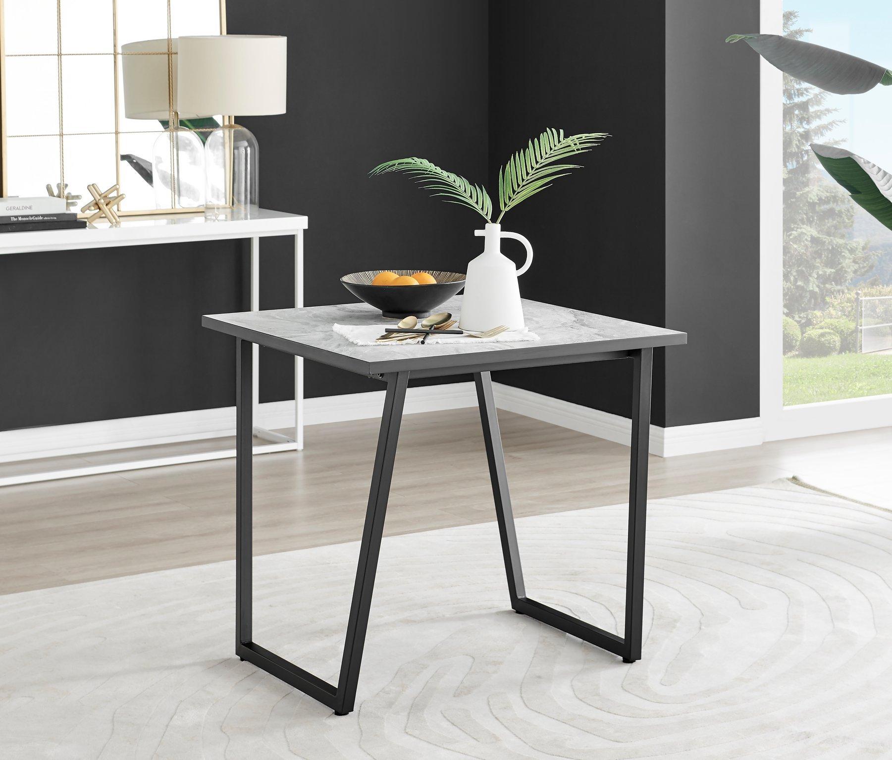 Carson Square White Marble Effect Dining Table with Black Legs