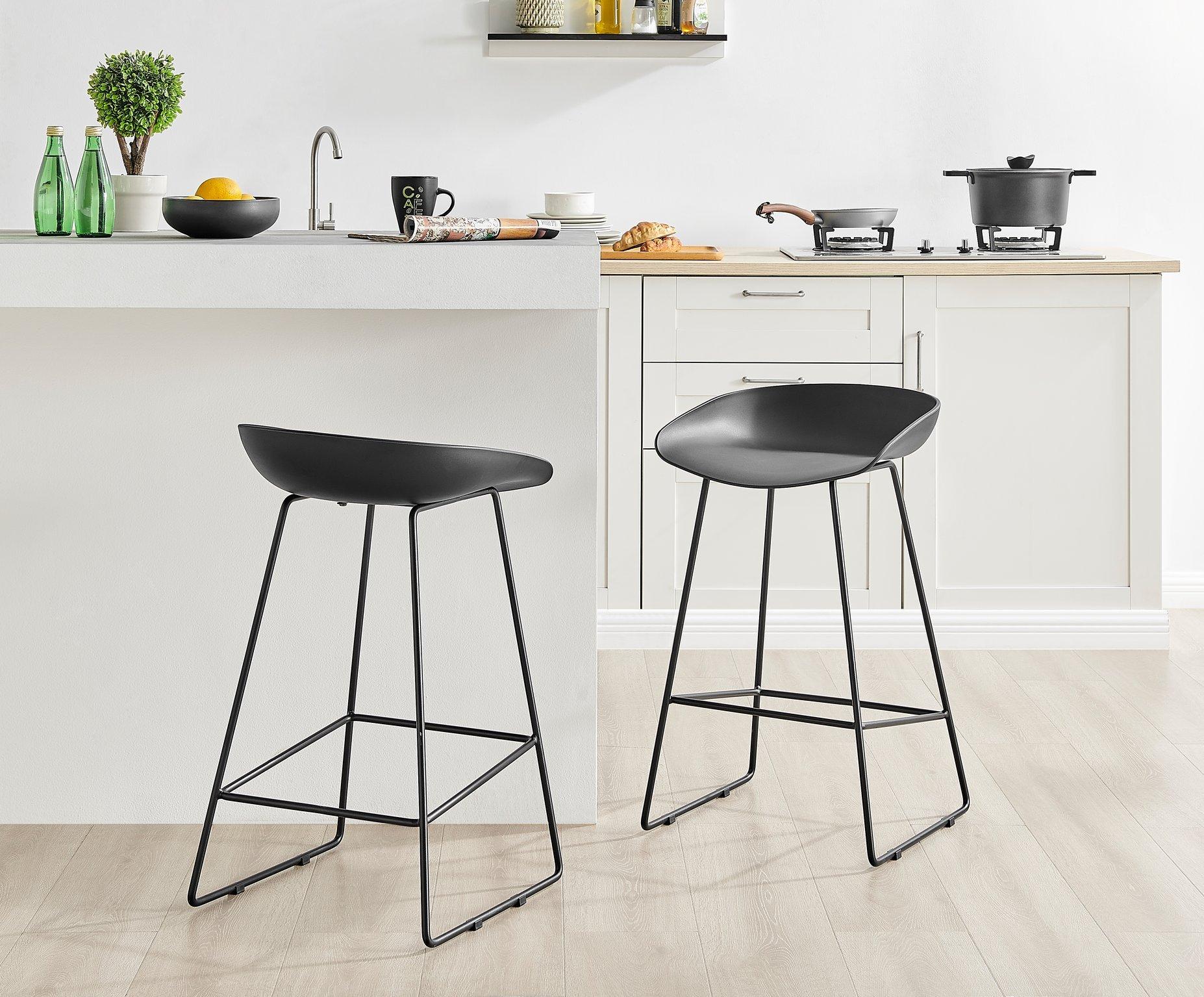 Bar Stools Set of 2 Harper Scandinavian Inspired Molded Plastic