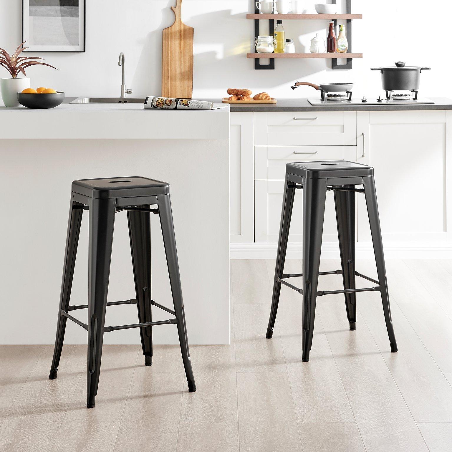 Set of 2 Colton 'Tolix' Style Metal Stackable Retro Industrial Bar Stools