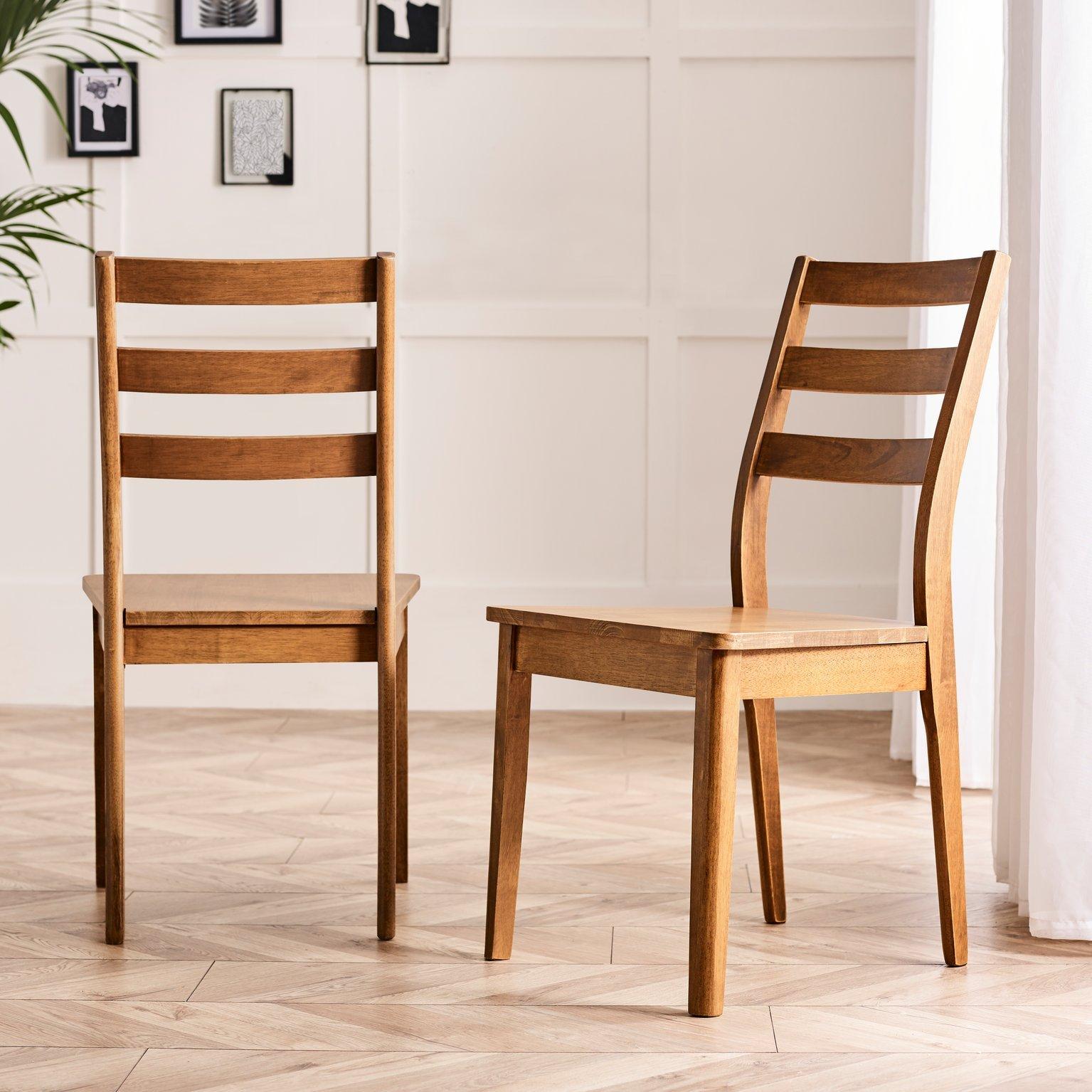 Set of 2 Lynton Walnut Colour Wooden Dining Chairs