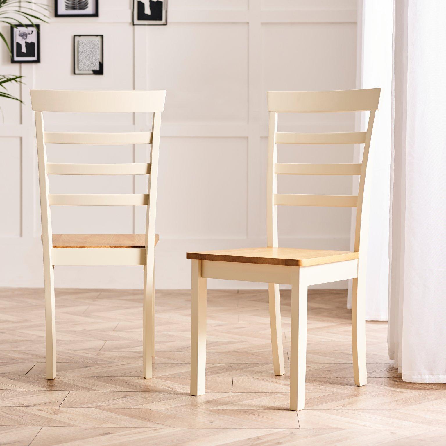 Set of 2 Whitby Solid Wood Dining Chairs With Oak Colour Seat