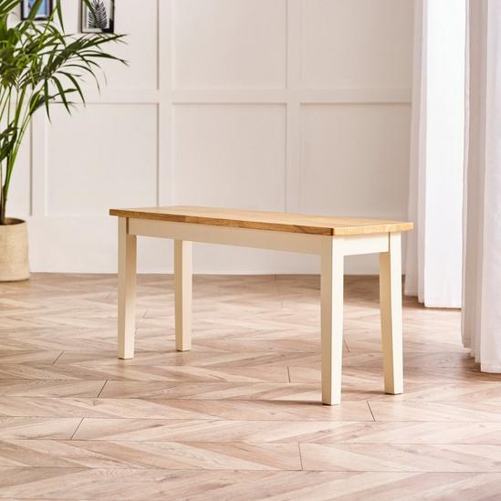 FurnitureboxUK Tenby Small Cream And Oak Coloured Wooden Dining Bench 1