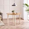 FurnitureboxUK Salcombe Round 4-Seater Solid Wood Dining Table In Cream with Oak Colour Top thumbnail 1