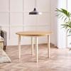 FurnitureboxUK Salcombe Round 4-Seater Solid Wood Dining Table In Cream with Oak Colour Top thumbnail 2