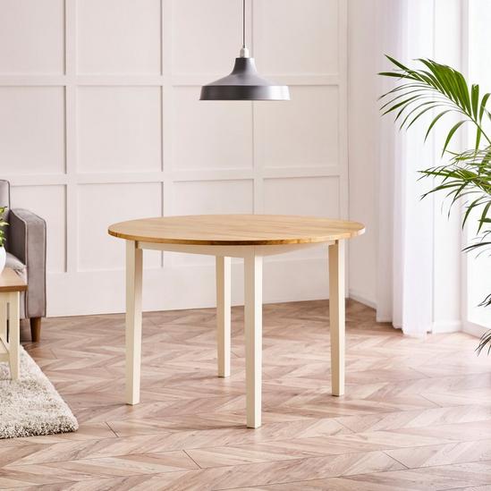 FurnitureboxUK Salcombe Round 4-Seater Solid Wood Dining Table In Cream with Oak Colour Top 2