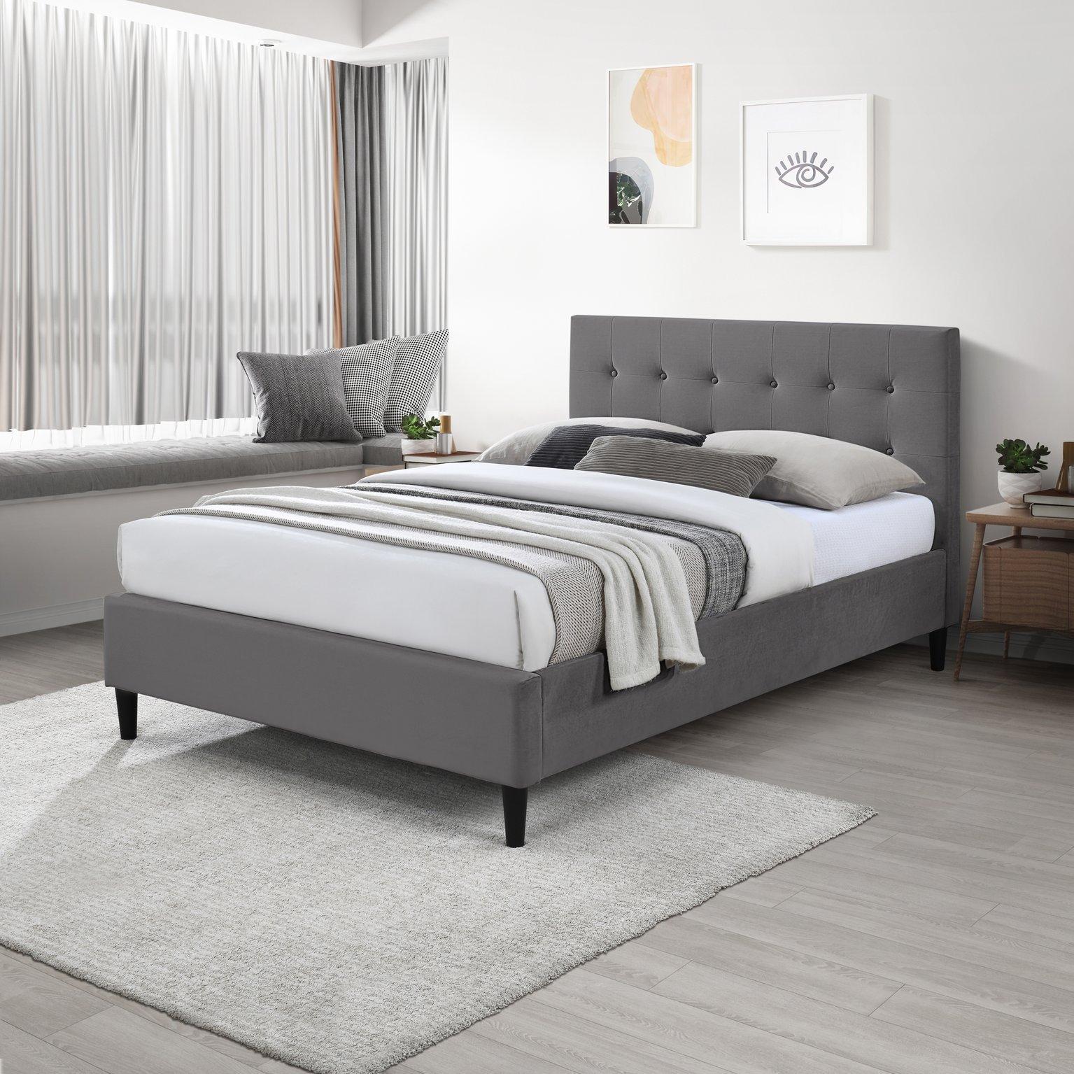 Lotus Chesterfield Style Solid Wood Bed Frame Upholstered in Velvet