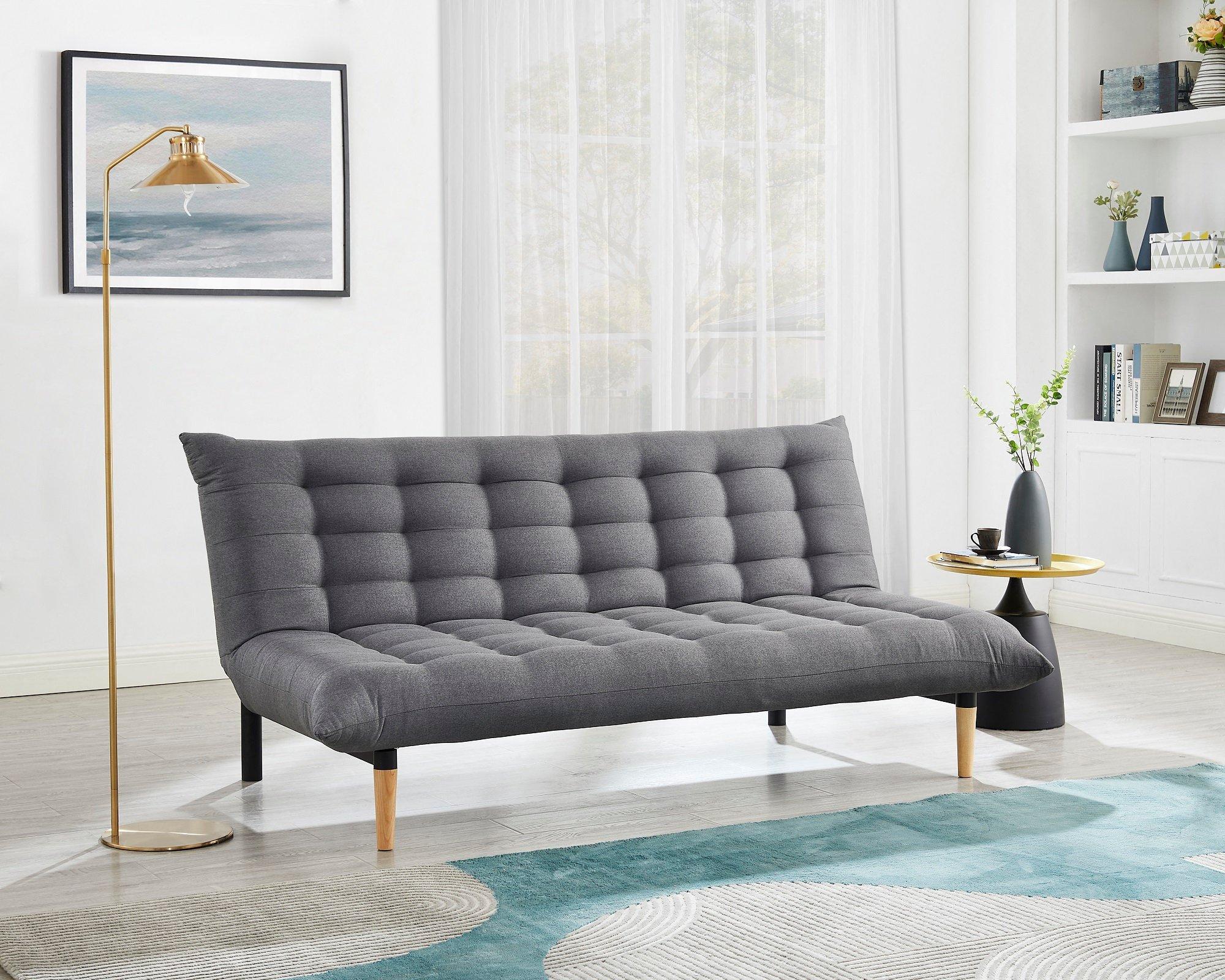 Chatham Fabric Sofa Bed With Tufted Detail and Wooden Legs