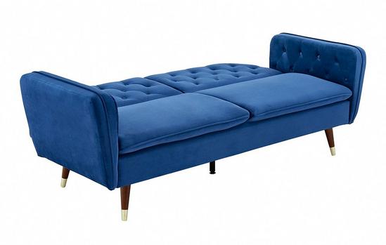 Home Detail Whitby Velvet Sofa Bed With Chesterfield Design With Gold Metal Tipped Wooden Legs 5