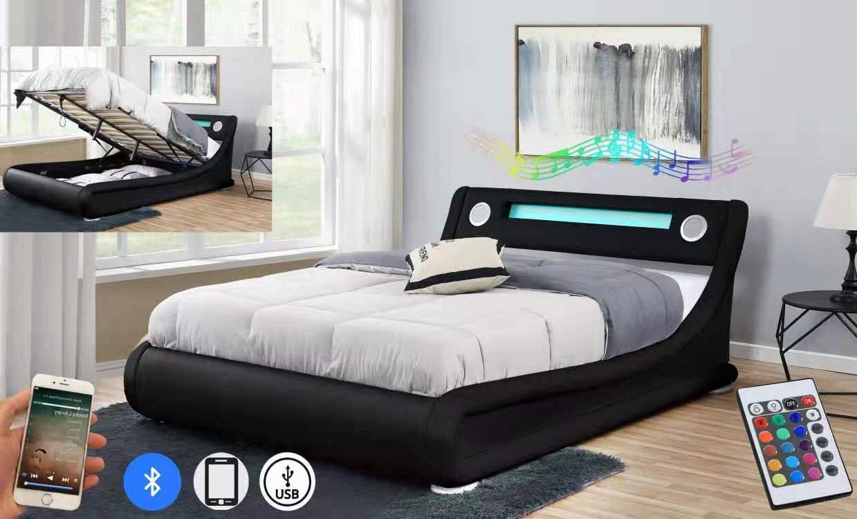 Galaxy Black LED Bluetooth Ottoman Bed