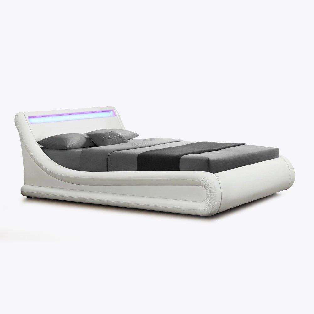 Galaxy LED White Ottoman Double Bed