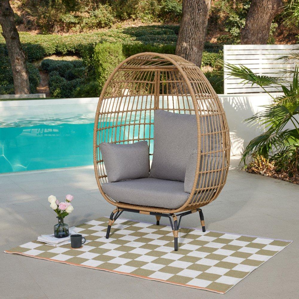 Antalya Egg Chair with Grey Cushions