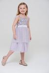 Amelia Rose Sequin Ruffle Sleeve Layered Skirt Satin Bow Dress thumbnail 4