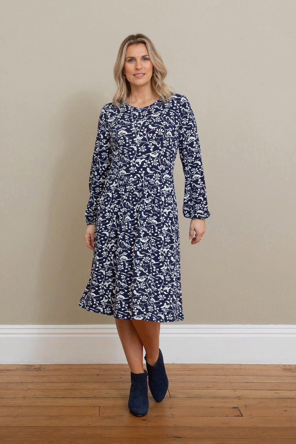 Arne Jersey Dress Garden Birds