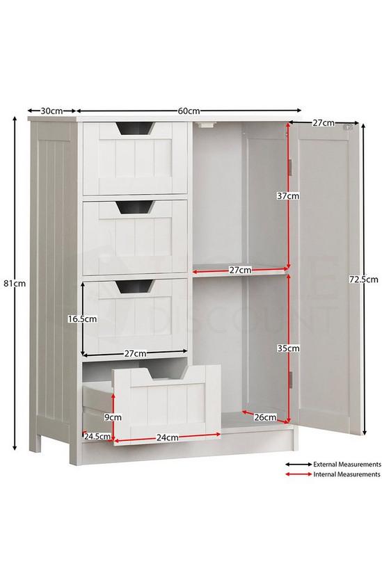 Home Discount Bath Vida Priano 4 Drawer 1 Door Freestanding Unit Storage Bathroom Furniture 810 x 600 x 300 mm 2