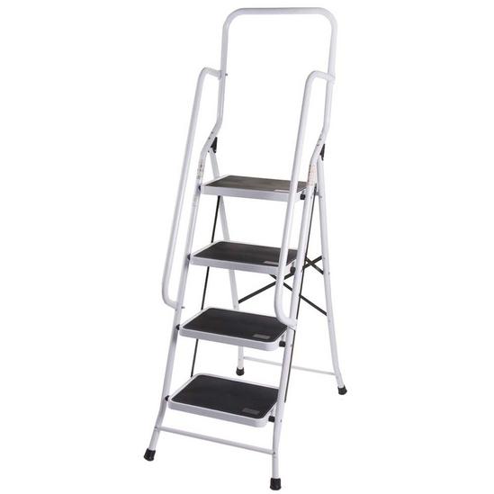 Home Discount Home Vida 4 Step Folding Ladder With Handrail Anti-Slip Mat 1