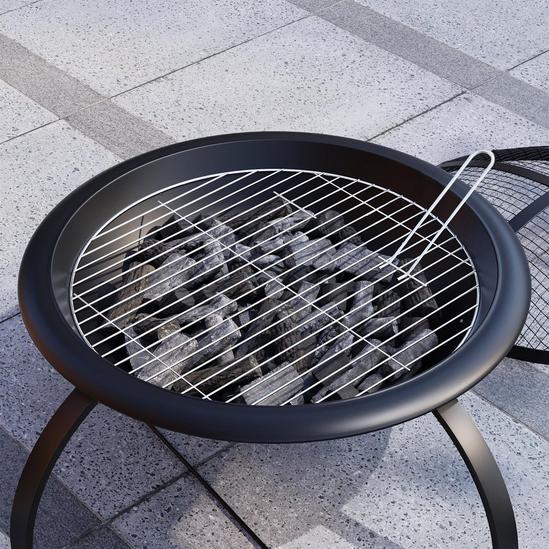Home Discount Fire Vida Folding Steel Fire Pit Black Large Fire Patio Cooking Grill 4