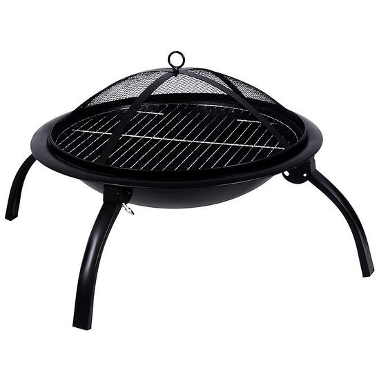 Home Discount Fire Vida Folding Steel Fire Pit Black Large Fire Patio Cooking Grill 6