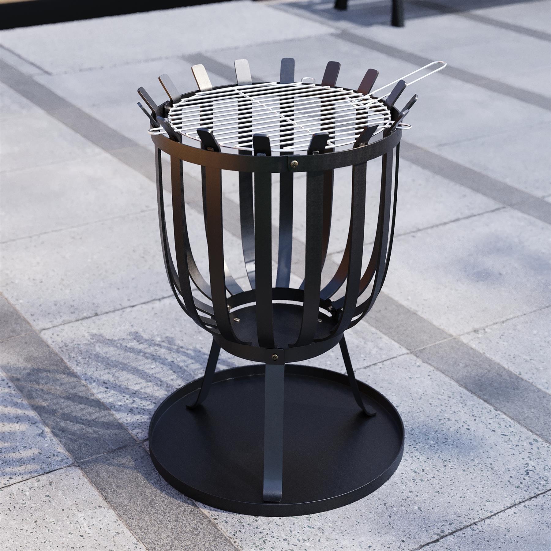 Fire Vida Steel Brazier Black Square Outdoor Fire Pit Cooking Grill
