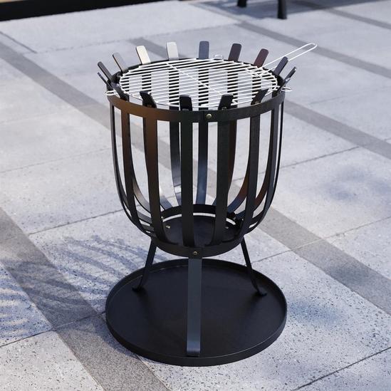 Home Discount Fire Vida Steel Brazier Black Square Outdoor Fire Pit Cooking Grill 1