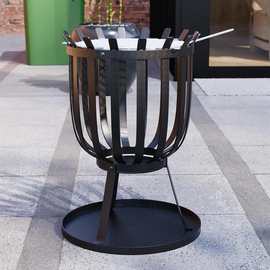 Home Discount Fire Vida Steel Brazier Black Square Outdoor Fire Pit Cooking Grill 2