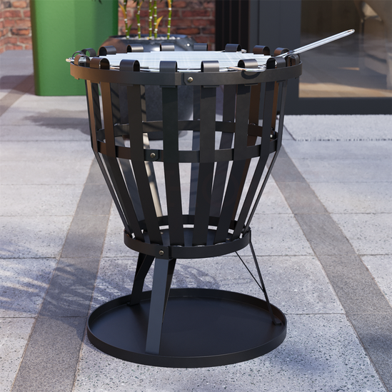 Home Discount Fire Vida Steel Brazier Black Round Outdoor Fire Pit Cooking Grill 2