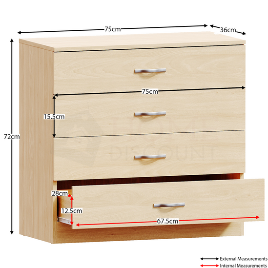 Home Discount Vida Designs Riano 4 Drawer Chest of Drawers Storage Bedroom Furniture 2