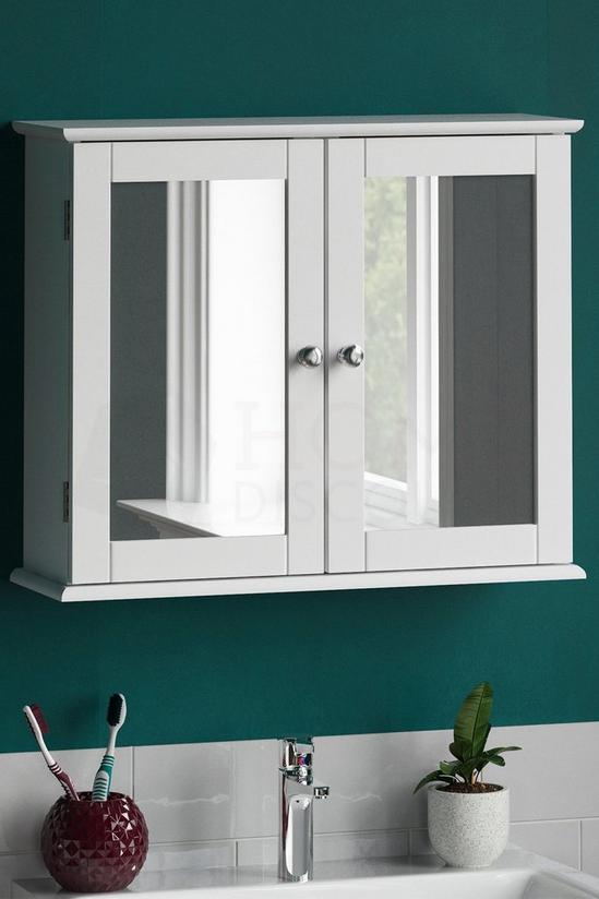 Home Discount Bath Vida Priano 2 Door Mirrored Wall Mounted Cabinet With Shelves Bathroom Storage 470 x 570 x 180 mm 1