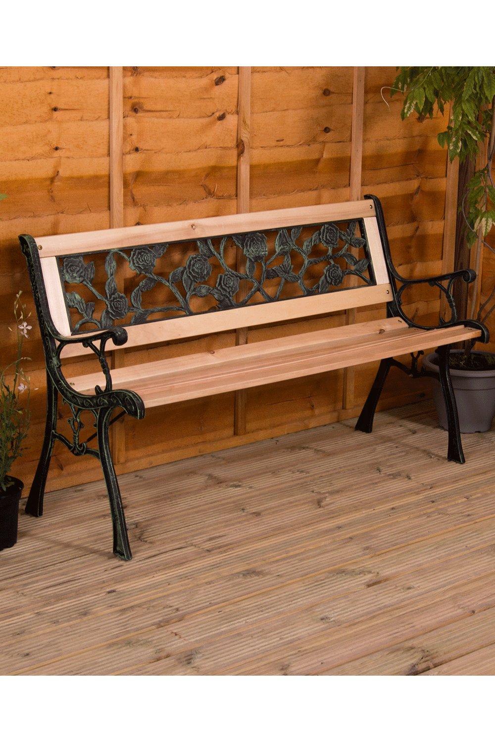 Garden Vida Garden Bench Rose Style 3 Seater Outdoor Furniture