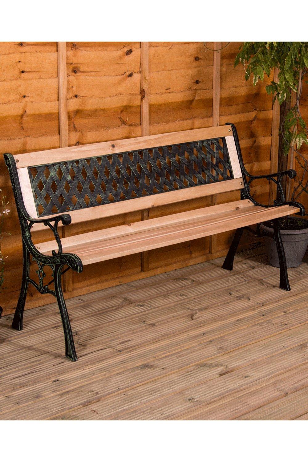 Garden Vida Garden Bench Cross Style 3 Seater Outdoor Furniture