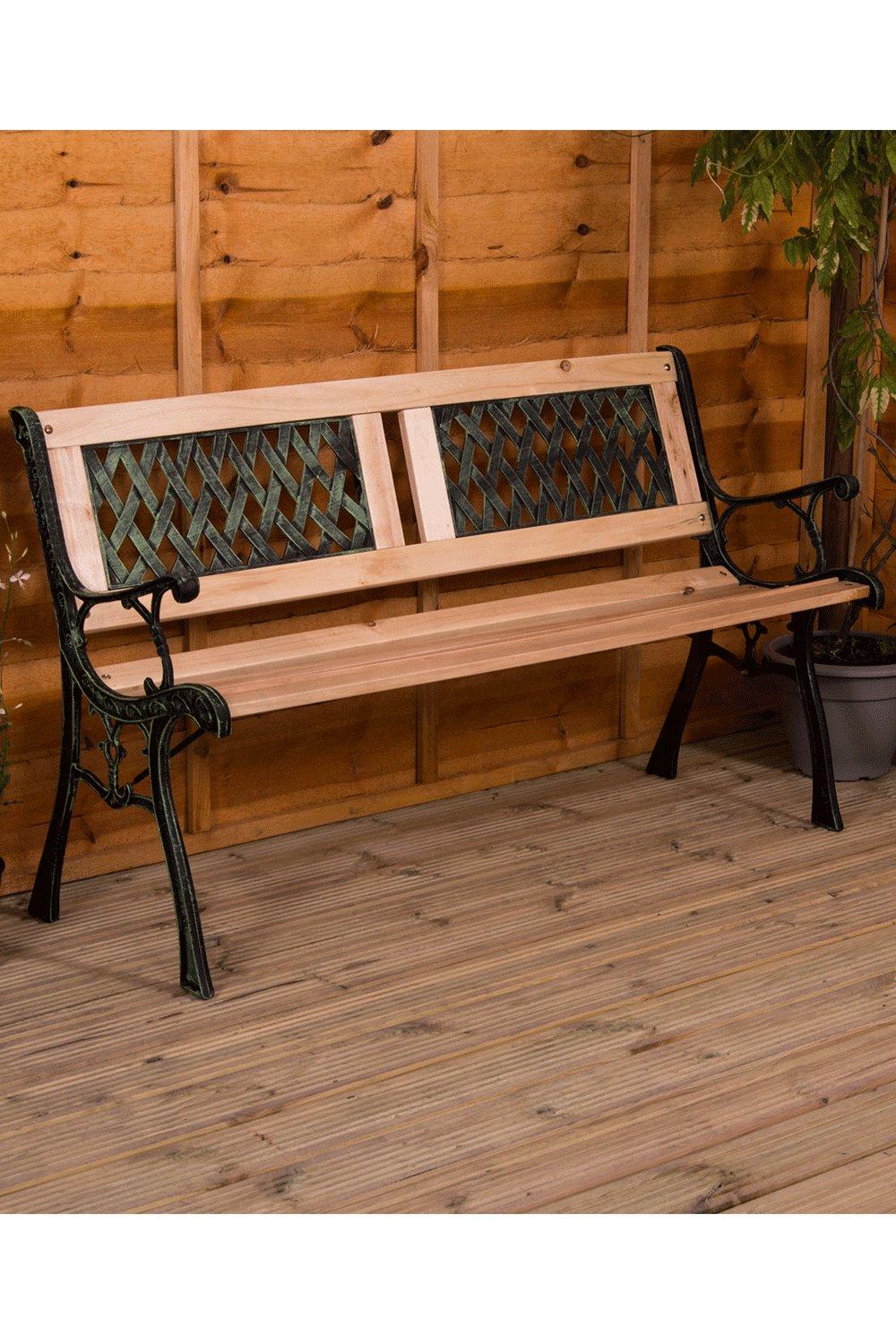 Garden Vida Garden Bench Twin Cross Style 3 Seater Outdoor Furniture