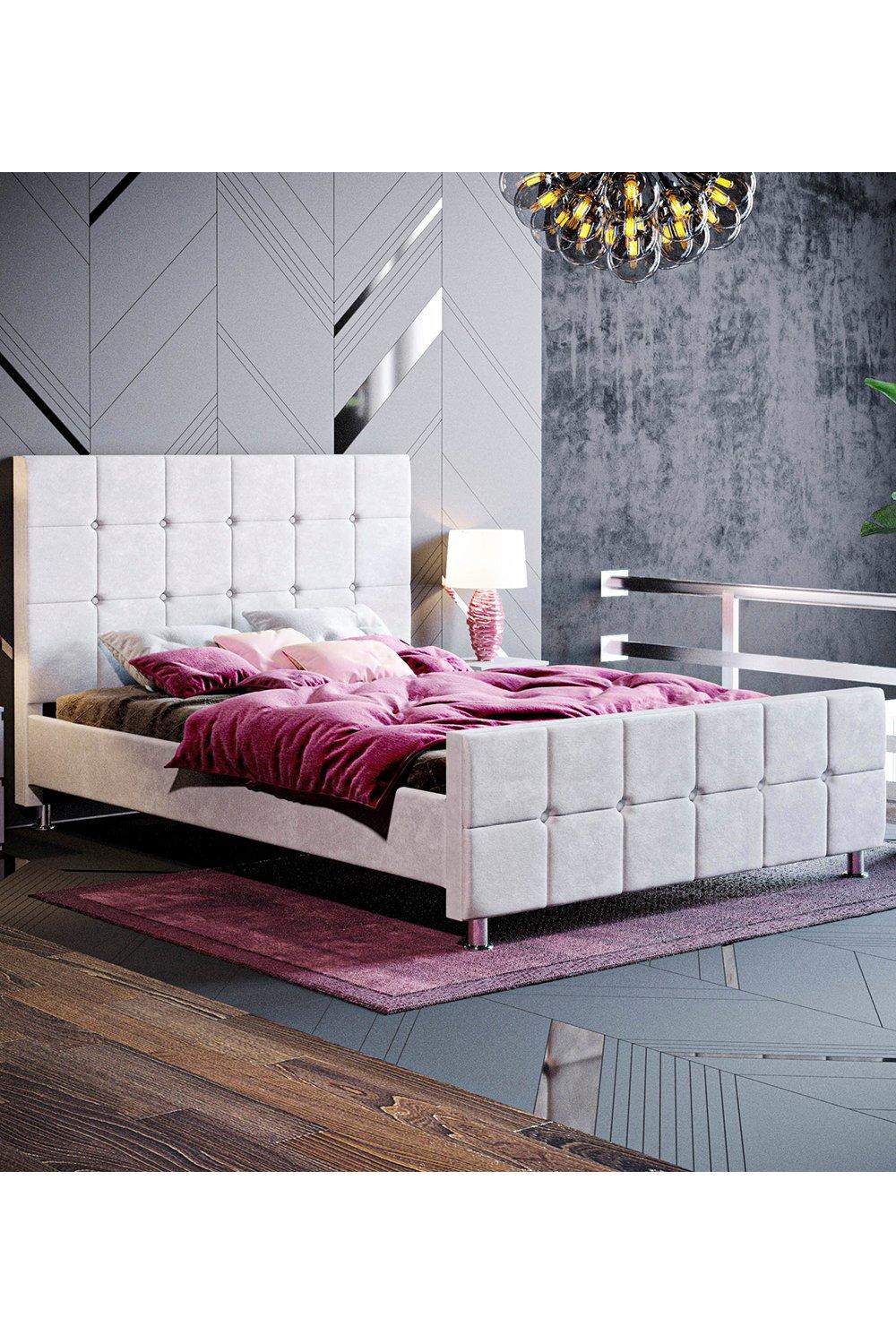 Vida Designs Valentina Double Bed Frame Velvet Fabric 1180 x 1440 x 2060 mm